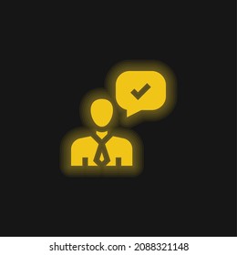 Approved yellow glowing neon icon