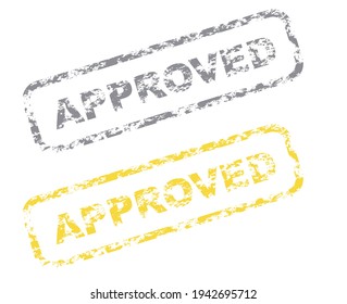 Approved yellow and gray ink stamp. Vector illustration isolated on white background.
