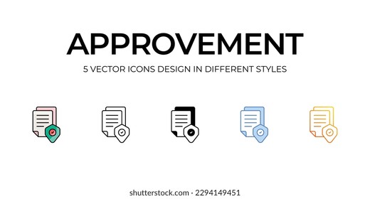 Diseño de iconos de aprobación en estilo Cinco con pulsación editable. Línea, Sólido, Línea plana, Color de tono Duo y Línea de degradado de color. Adecuado para diseño de páginas Web, aplicaciones móviles, UI, UX y GUI.