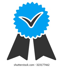 Approvement vector icon. Style is bicolor flat symbol, blue and gray colors, rounded angles, white background.