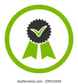 Approvement vector icon. Style is bicolor flat rounded symbol, eco green and gray colors, rounded angles, white background.