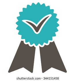 Approvement vector icon. Style is bicolor flat symbol, grey and cyan colors, rounded angles, white background.