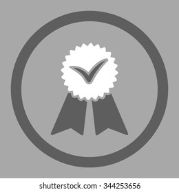Approvement vector icon. Style is bicolor flat rounded symbol, dark gray and white colors, rounded angles, silver background.