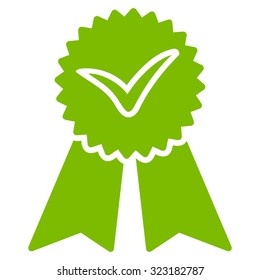 Approvement vector icon. Style is flat symbol, eco green color, rounded angles, white background.