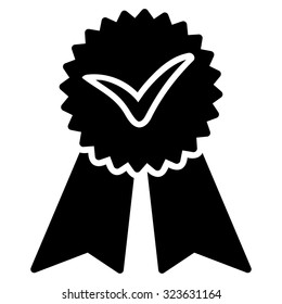 Approvement vector icon. Style is flat symbol, black color, rounded angles, white background.