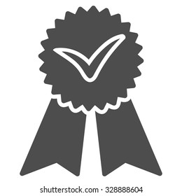 Approvement vector icon. Style is flat symbol, gray color, rounded angles, white background.