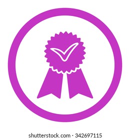 Approvement vector icon. Style is flat rounded symbol, violet color, rounded angles, white background.
