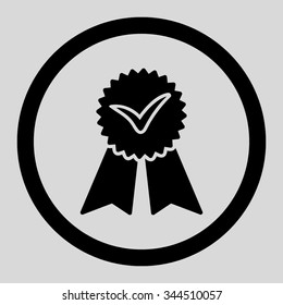 Approvement vector icon. Style is flat rounded symbol, black color, rounded angles, light gray background.