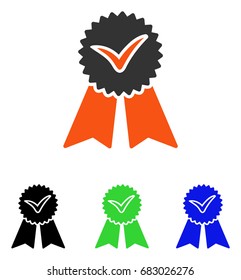 Approvement vector pictograph. Illustration style is a flat iconic colored symbol with different color versions.