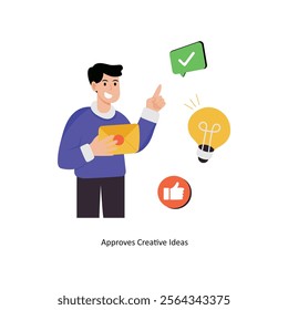 Approves Creative Ideas concept vector illustration. Business Collaboration isolated on white Background.  