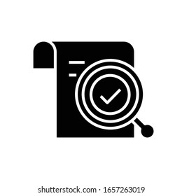 Icono negro del informe, ilustración conceptual, símbolo plano vectorial, signo de glifo.
