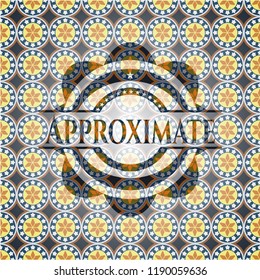 Approximate arabic emblem background. Arabesque decoration.