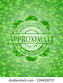Approximate green emblem with mosaic ecological style background. Vector Illustration. Detailed.