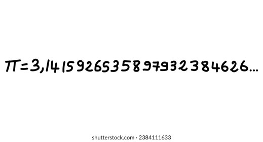 Approximate number of pi. Value of pi in mathematics. Happy international day of mathematics. Mathematical constant pi. Scientific resources for teachers and students. Vector illustration.