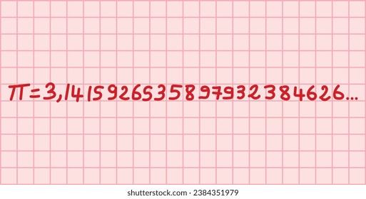 Approximate number of pi. Value of pi in mathematics. Happy international day of mathematics. Mathematical constant pi. Scientific resources for teachers and students. Vector illustration.