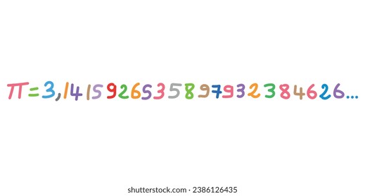 Approximate number of pi. Value of pi in mathematics. Happy international day of mathematics. Mathematical constant pi. Scientific resources for teachers and students. Vector illustration.