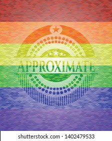 Approximate on mosaic background with the colors of the LGBT flag