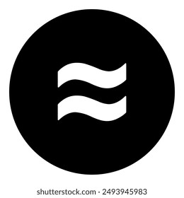 Ein etwa gleiches Symbol in der Mitte. Isoliertes weißes Symbol im schwarzen Kreis. Vektorillustration auf weißem Hintergrund