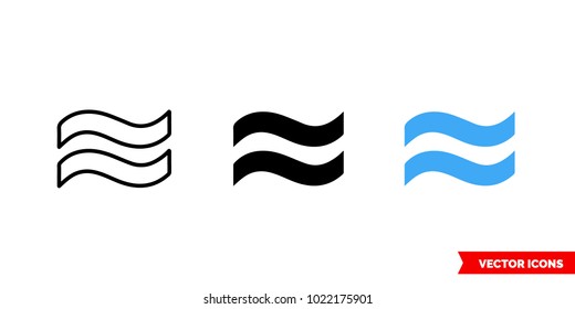 Approximately equal symbol icon of 3 types: color, black and white, outline. Isolated vector sign symbol.