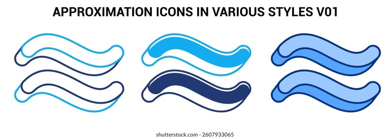 Approximation icon represented by Approximation symbol Blue, Dualline, Dualtone style.