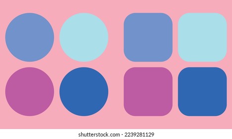 Apps Browser Illustrations, Menu Grid List Layout, Social Media UI Frames and Elements, Retro 80s 90s Aesthetic Shapes, Set of 4 Circles and Rounded Squares in Y2K Style