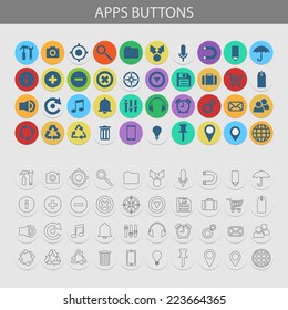 apps buttons icons set, vector