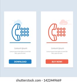 Apps, Call, Dial, Phone  Blue and Red Download and Buy Now web Widget Card Template