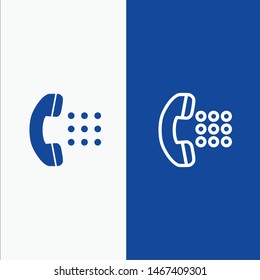 Apps, Call, Dial, Phone Line and Glyph Solid icon Blue banner Line and Glyph Solid icon Blue banner. Vector Icon Template background