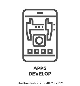 APPS Develop Thin Line Vector Icon Isolated on the White Background.
