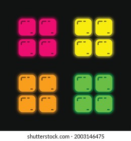 Aprueba el icono del vector de neón brillante de cuatro colores