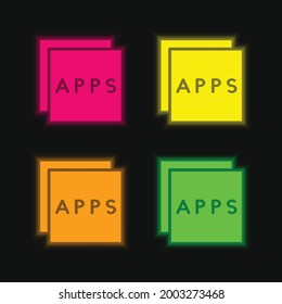 Apps four color glowing neon vector icon