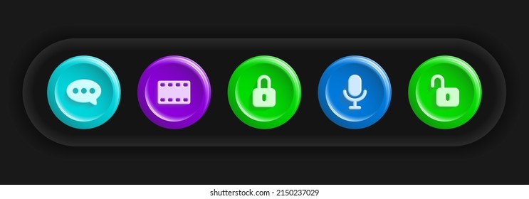Conjunto de iconos de aplicaciones. Botones Ui. Ilustración del vector
