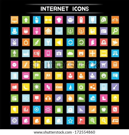 apps icons, internet icons, flat icons set