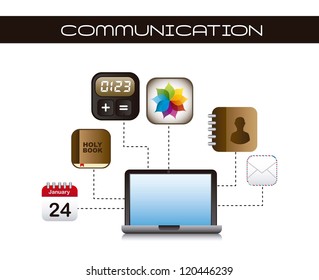 apps icons with laptop over white background. vector