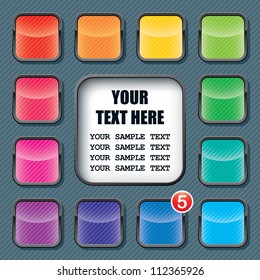 apps icons set and text frame template
