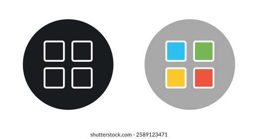 Apps icons set vectors black and colored style