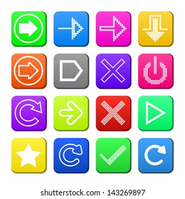 Apps navigation flat icons set with arrows as trendy design for UI. Vector illustration.