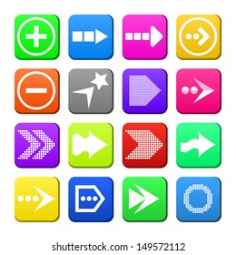 Apps navigation flat icons set with arrows as trendy design for UI. Vector illustration.