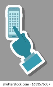 Apps on smartphone icon that symbolizes applications and mobile. All the objects, shadows and background are in different layers. 