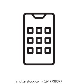 Apps on smartphone icon in trendy outline style design. Vector graphic illustration. Suitable for website design, logo, app, and ui. Editable vector stroke. EPS 10.