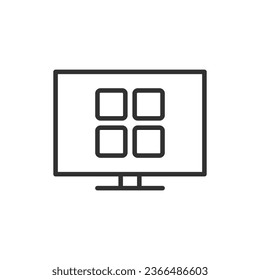 Apps on TV, linear icon. Line with editable stroke
