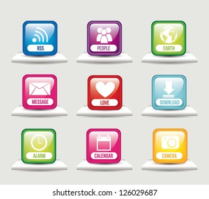 apps over shelves, app store. vector illustration