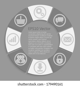 apps processing concept background with icons: lock, gears, ratings, basket, bubbles, mail, downloads, social network group