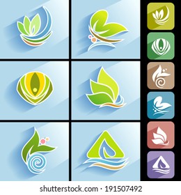 Iconos de la naturaleza preparados para aplicaciones