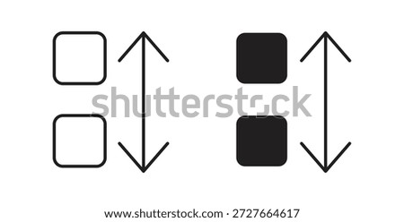 Apps sort icon glyph and line set thin line symbol concept.