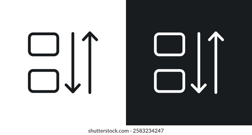Apps sort icons in black and white liner strokes for web design.
