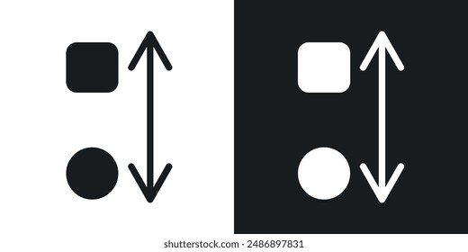 Apps sort vector icon set in solid black and white color
