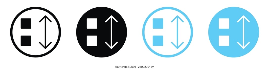 Apps sort vector icons in black and blue colors