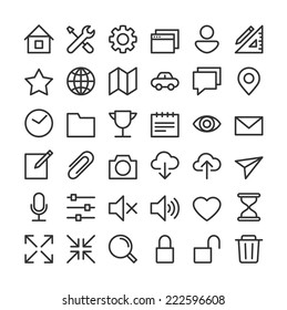 Apps user interface  basic simple icons set