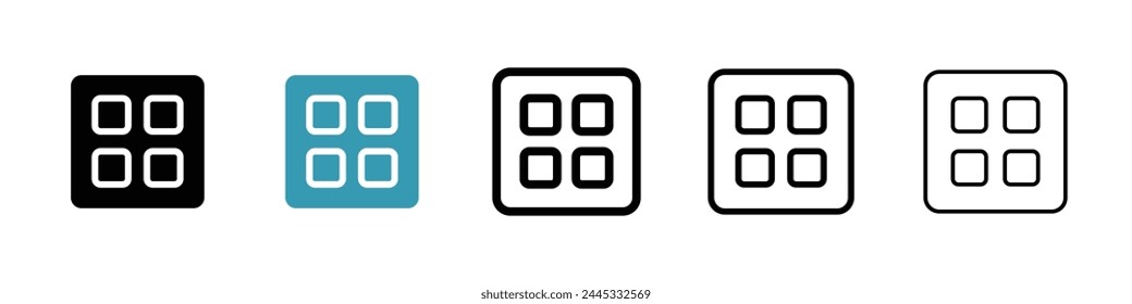 Apps vector icon set. Menu or application interface button sign. App category vector icon for UI designs.